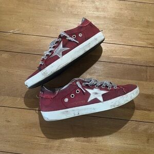 Golden Goose Burgundy Sneakers with White Star
